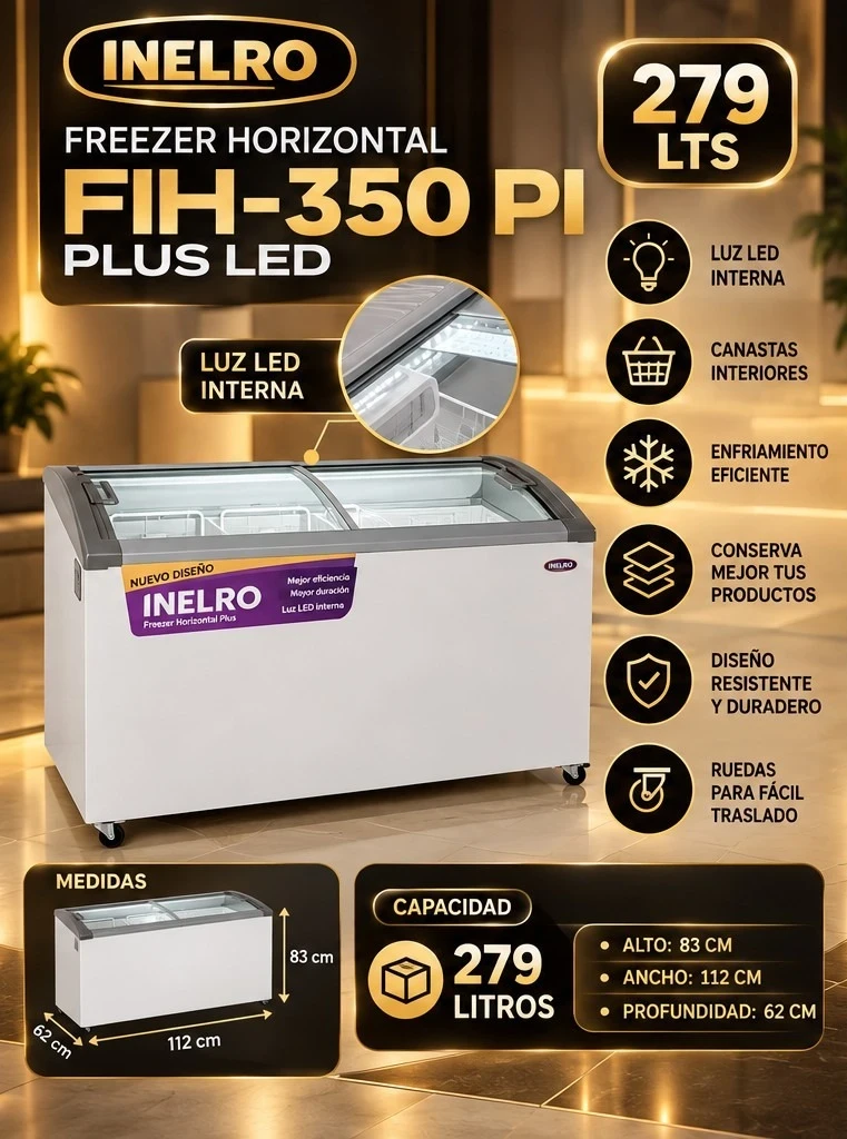 FREEZER INELRO FIH-350 PI PLUS LED 279 LTS *CONSULTAR DISPONIBILIDAD CON EL VENDEDOR*