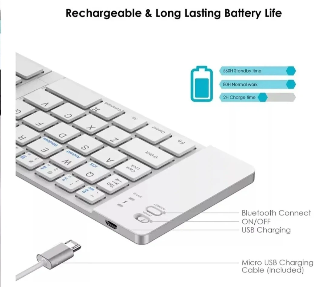 Mini Teclado Inalambricc Plegable Portatil, Bluetooth 7