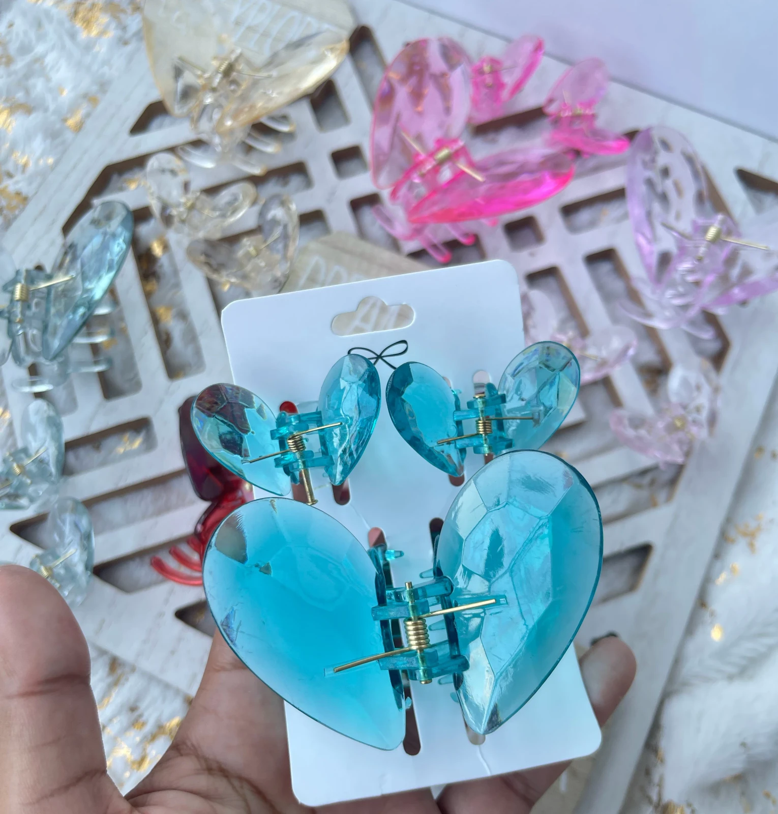 SET X3 PINZAS PARA CABELLO EN FORMA DE CORAZON