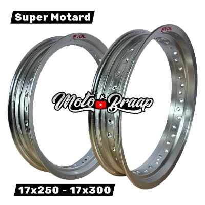Rines EVOL Super Motard ALUMINIO 17x250 y 17x300 Aluminio cromado