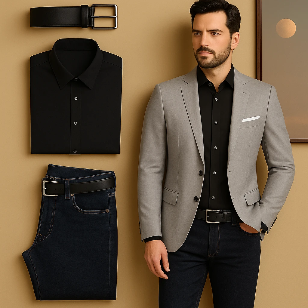 Blazers jean camisa y correa 8