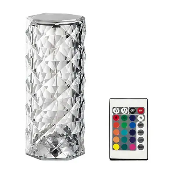 Lampara Touch Recargable Efecto Cristal Y Luz LED RGB + Control