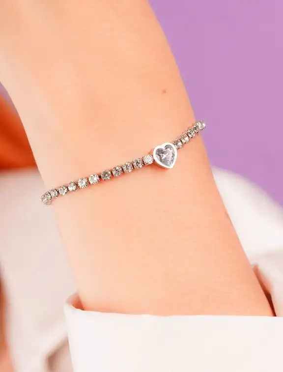 Pulsera Corazón Circones Plateada REF: L091