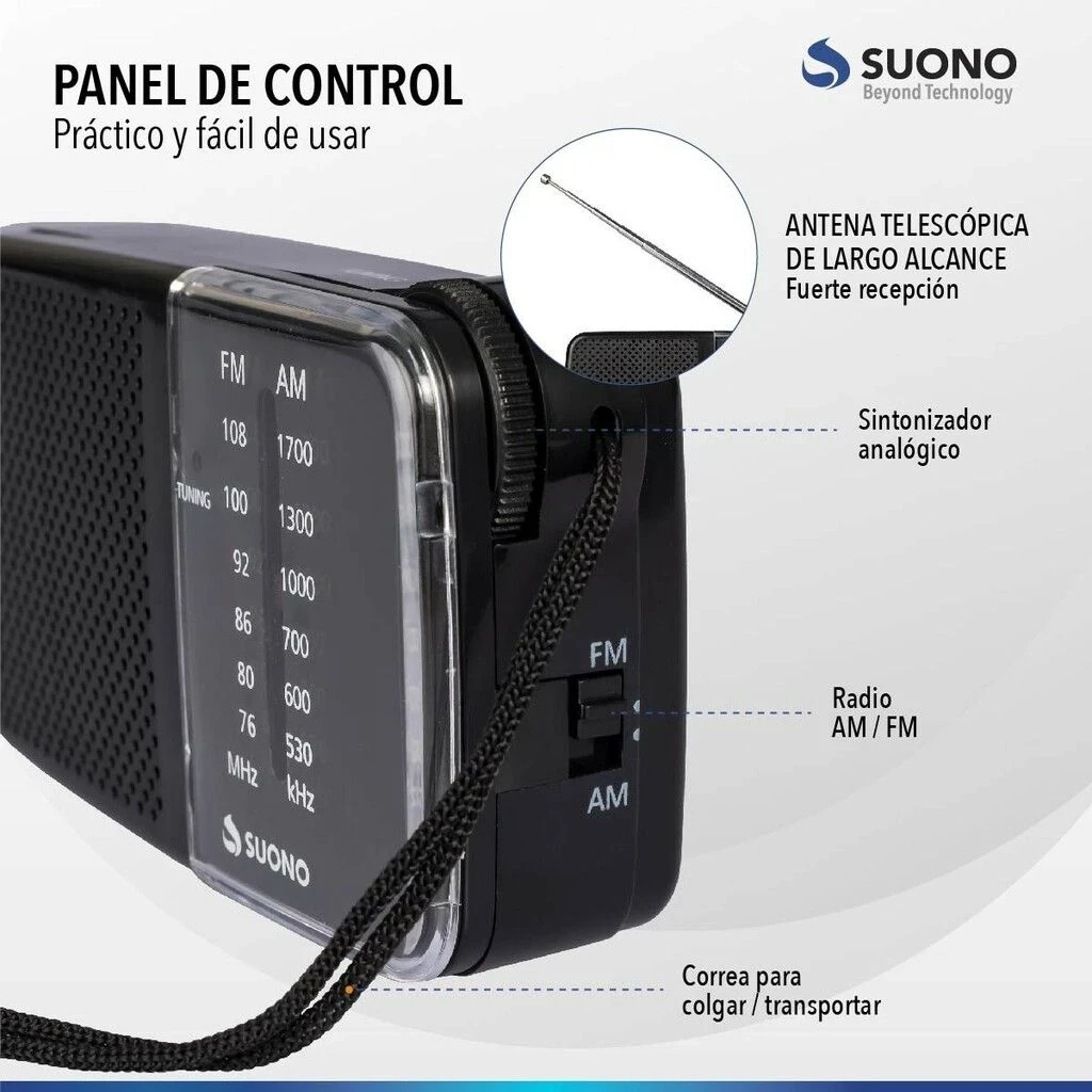Radio Portatil AM/FM Gris – Suono AYV0021