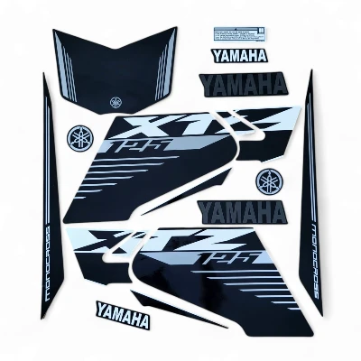 Xtz 125 Calcomanias 2023 negro con blanco lineas gris
