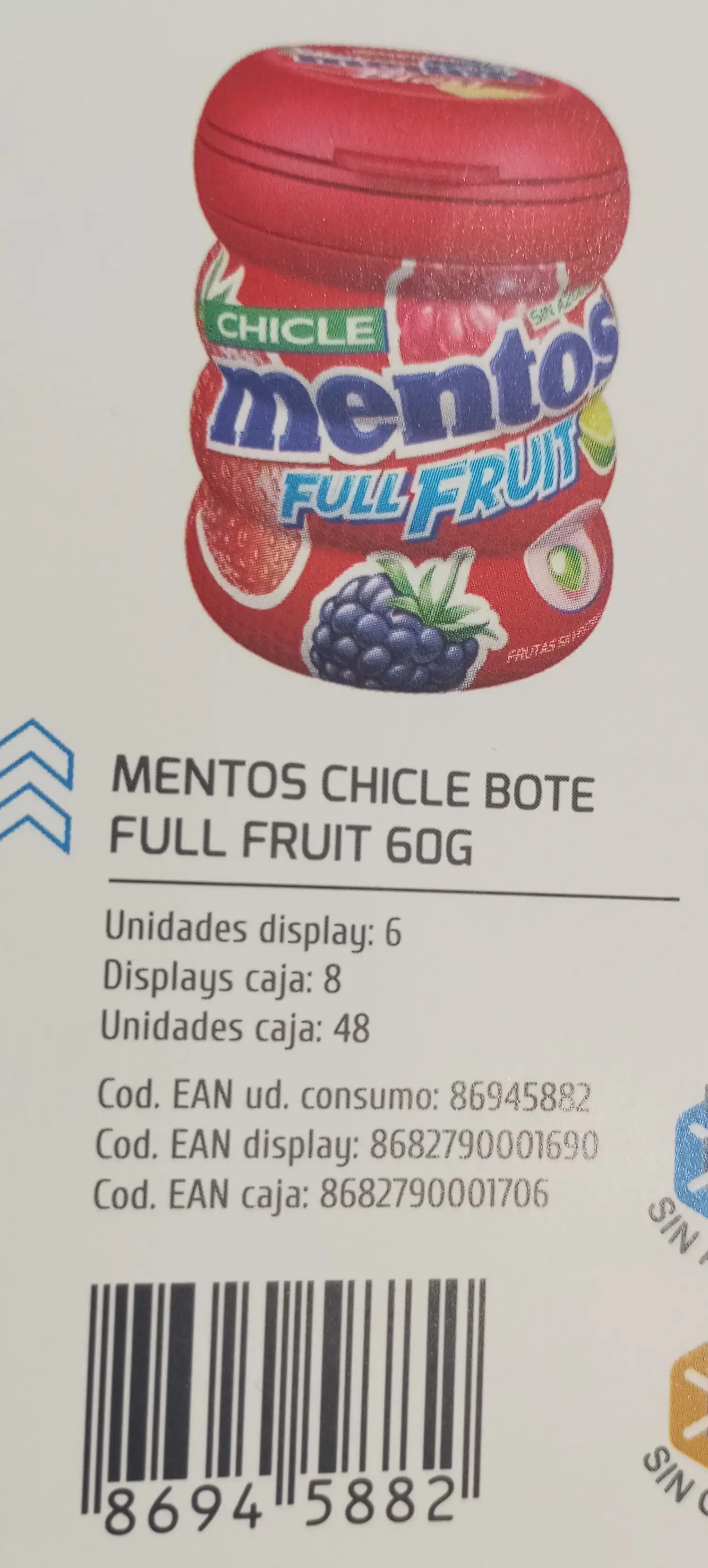MENTOS CHICLE BOTE FULL FRUIT