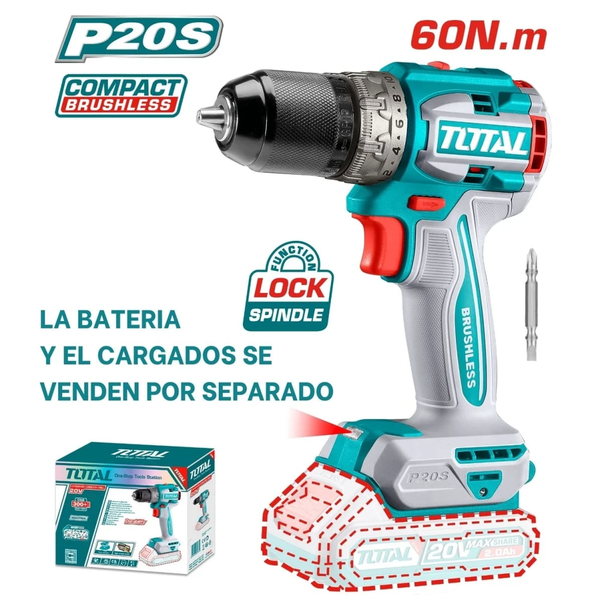 TDLI206021 Taladro atornillador 60nm chuck metálico 20v total