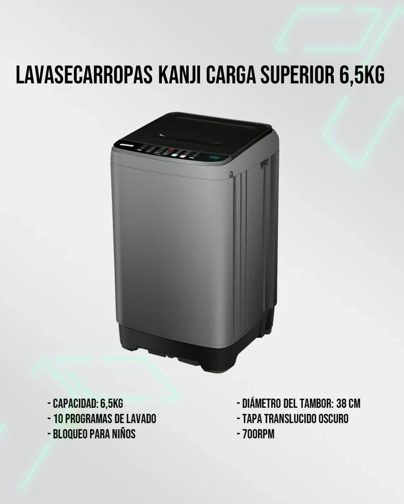 LAVARROPAS KANJI CARGA SUPERIOR 6.5KG SILVER
