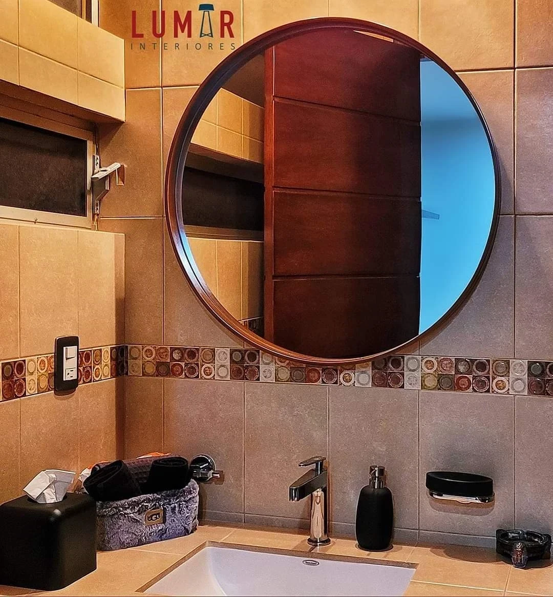 Redondo para Baño Tipo Solera en Madera Espejo  4