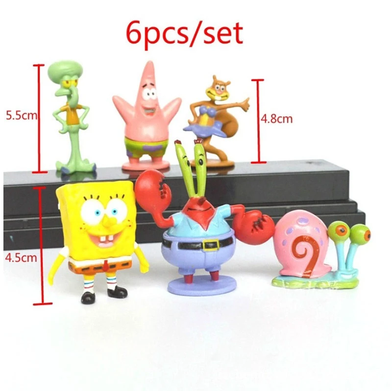 Adorno Pvc Set  de 6 Personajes Bob Esponja Aq-254 2