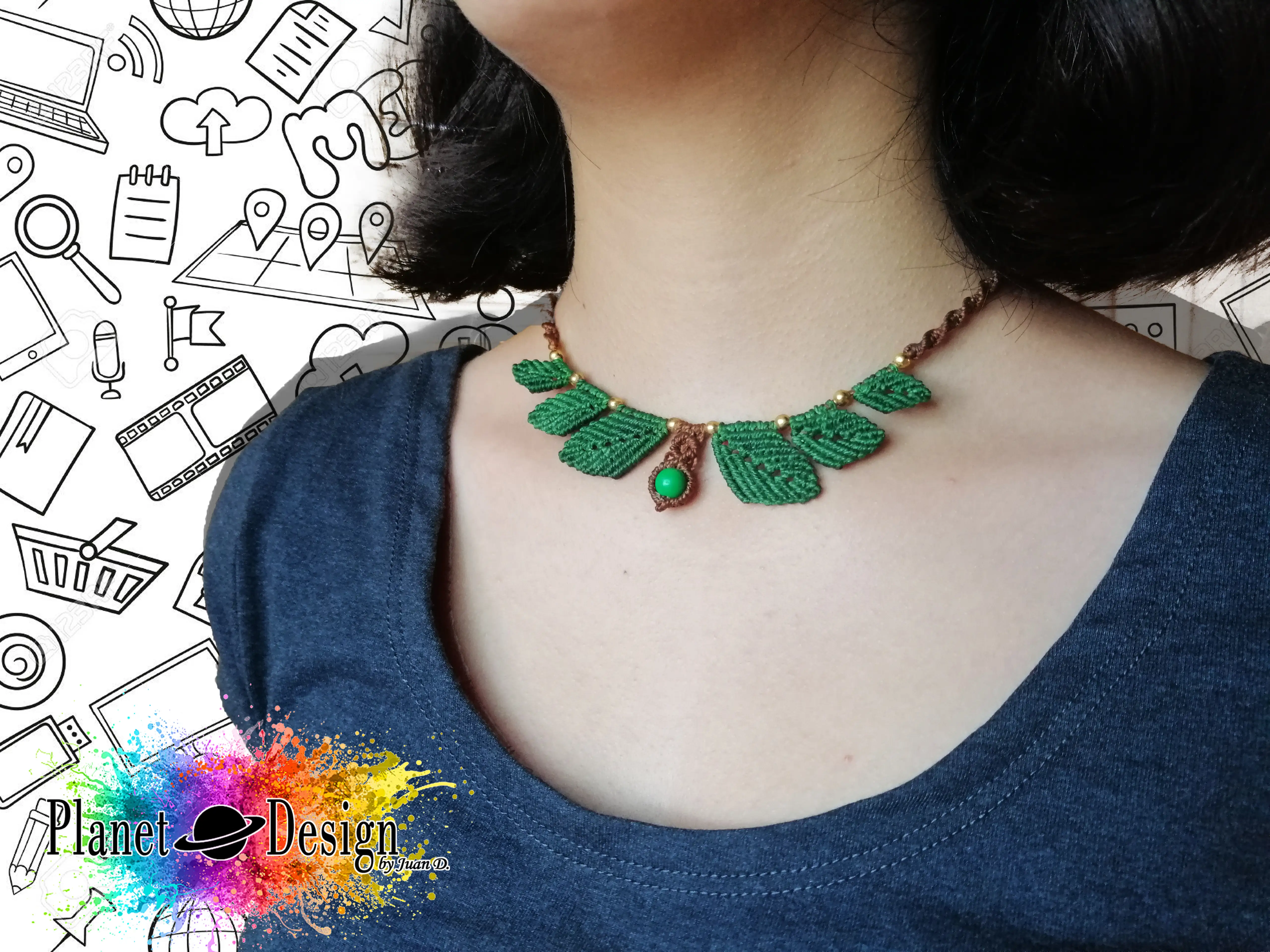 Choker 6 hojas con perla en medio 2