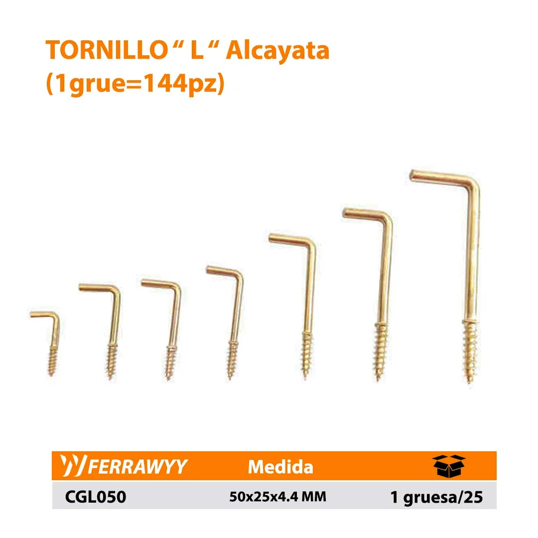TORNILLO "L" ( Alcayata ) FWY (1grue=144pz) 50x25x4.4 MM