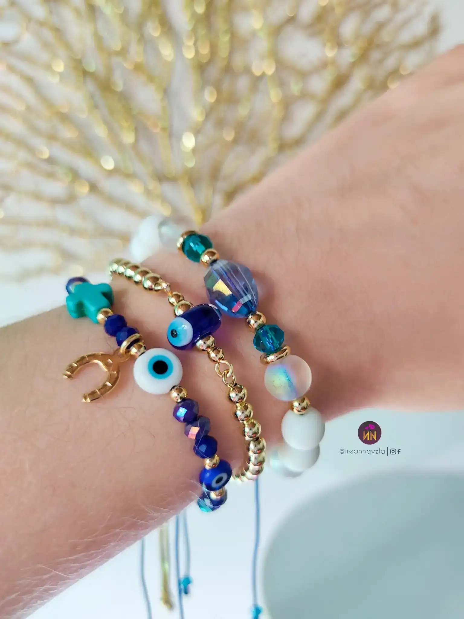 Set pulseras gold ojo turco  4