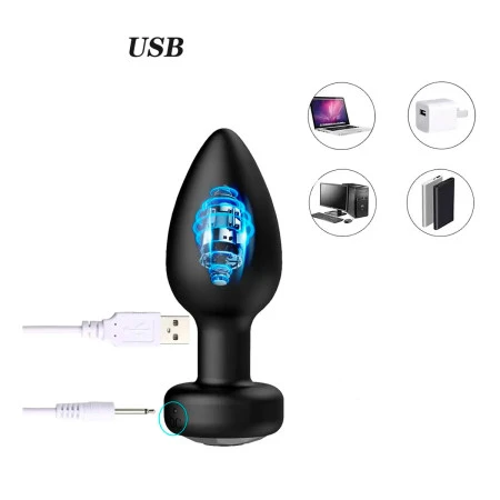 Plug Anal Vibrador Mediano Carga USB y Control Remoto 2