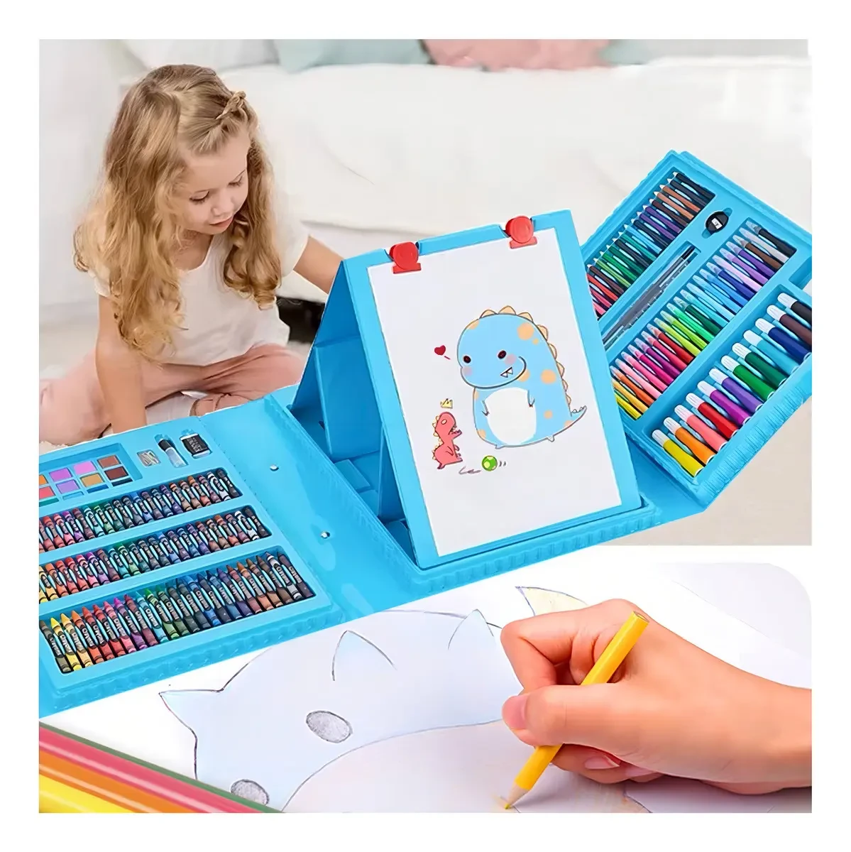 Maleta 208 Lapices Y Pinturas Para Niños Arte Dibujo 