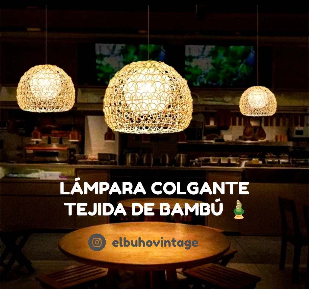 Lámpara Colgante de Tejido de Bambú 🎍🐼 6