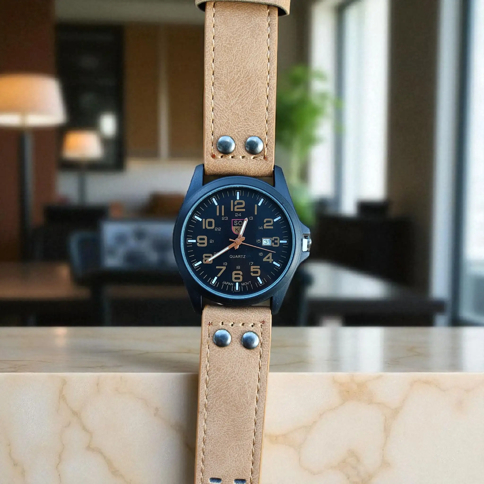 Reloj Masculino Estilo Clásico Color Beige 2