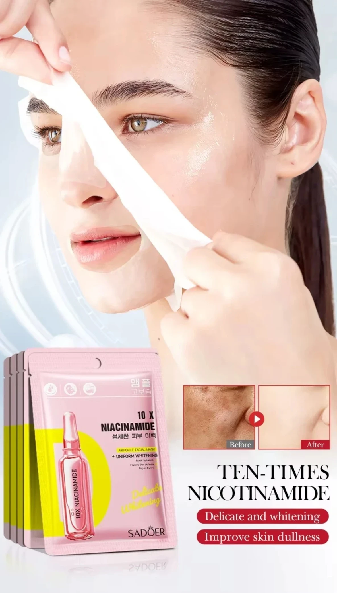 ✨ Mascarilla Facial Ampoule 10X Niacinamida – Sadoer ✨ ☺️🌈 5