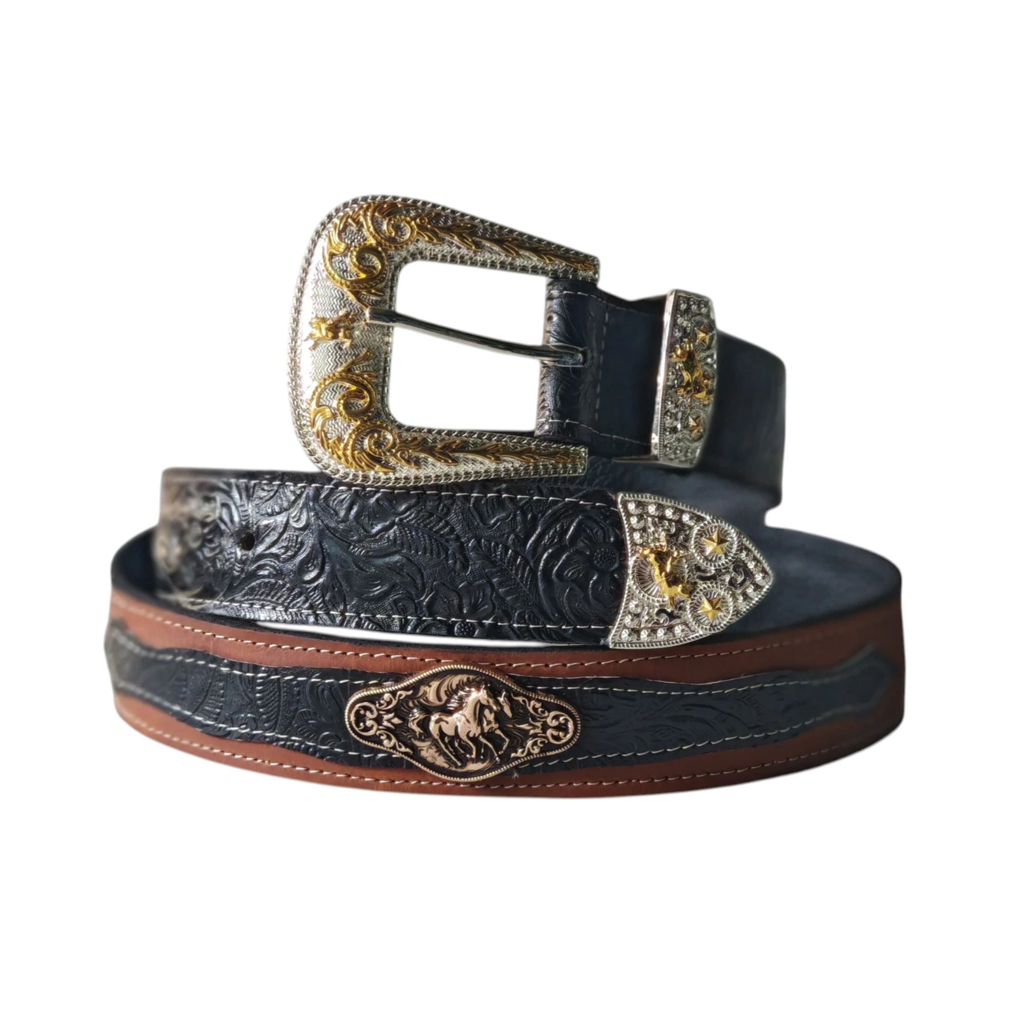 Cinturon vaquero floral negro y cafe crazy 