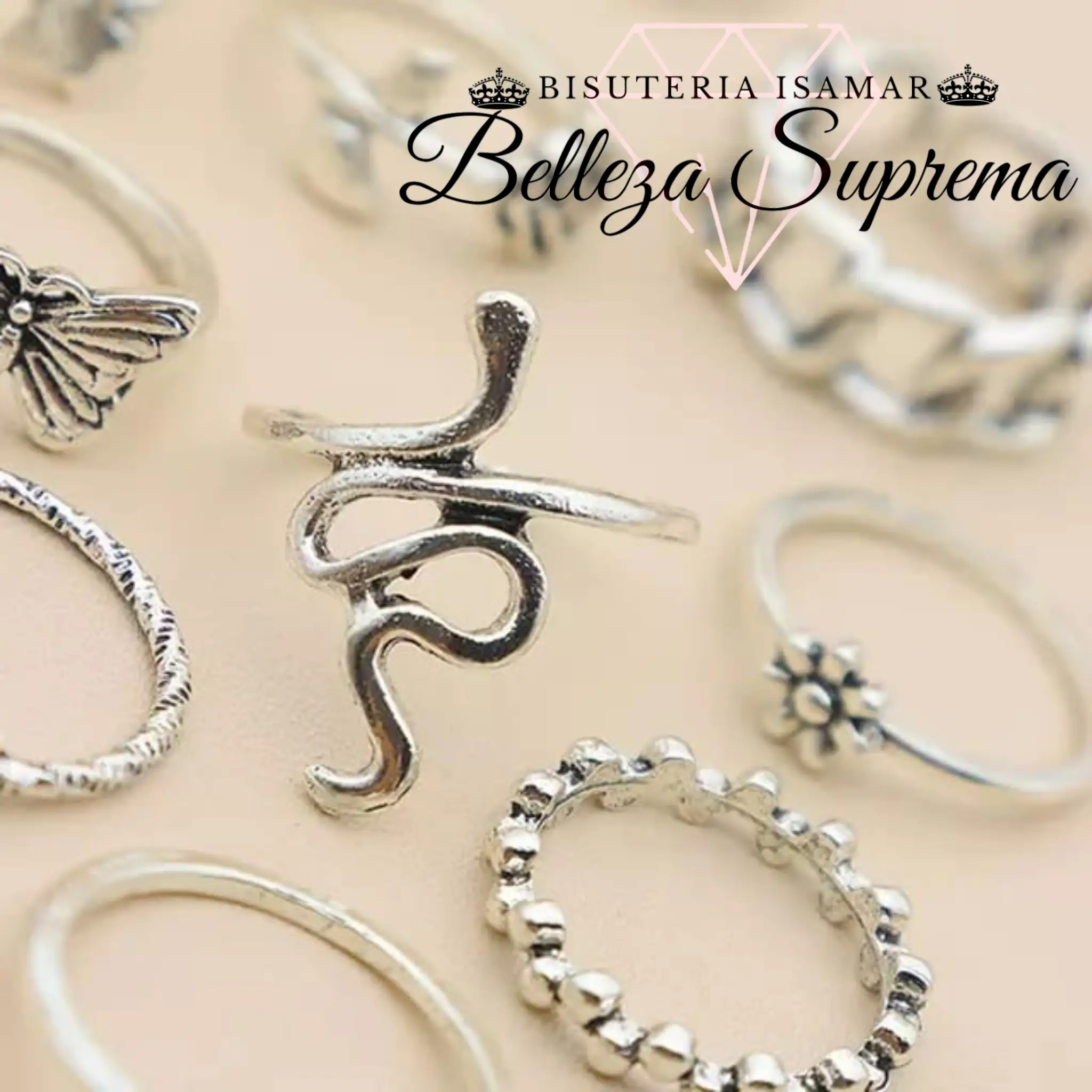 SET DE 11 ANILLOS EN PLATA QUEMADA 3
