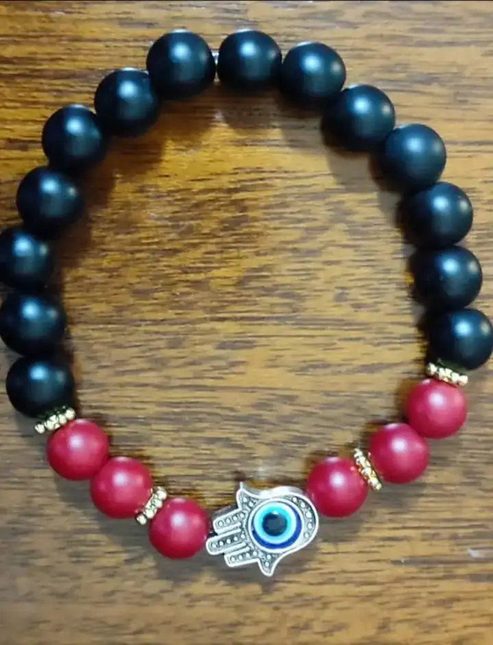 Manilla piedras mate negro y rojo