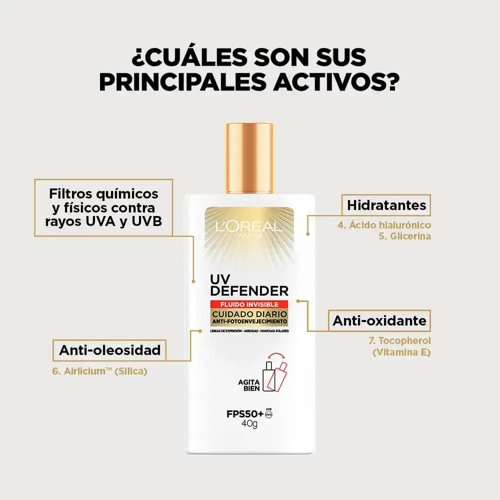 Protector Solar Diario UV Defender FPS 50+ 40GR Tono Medio 2