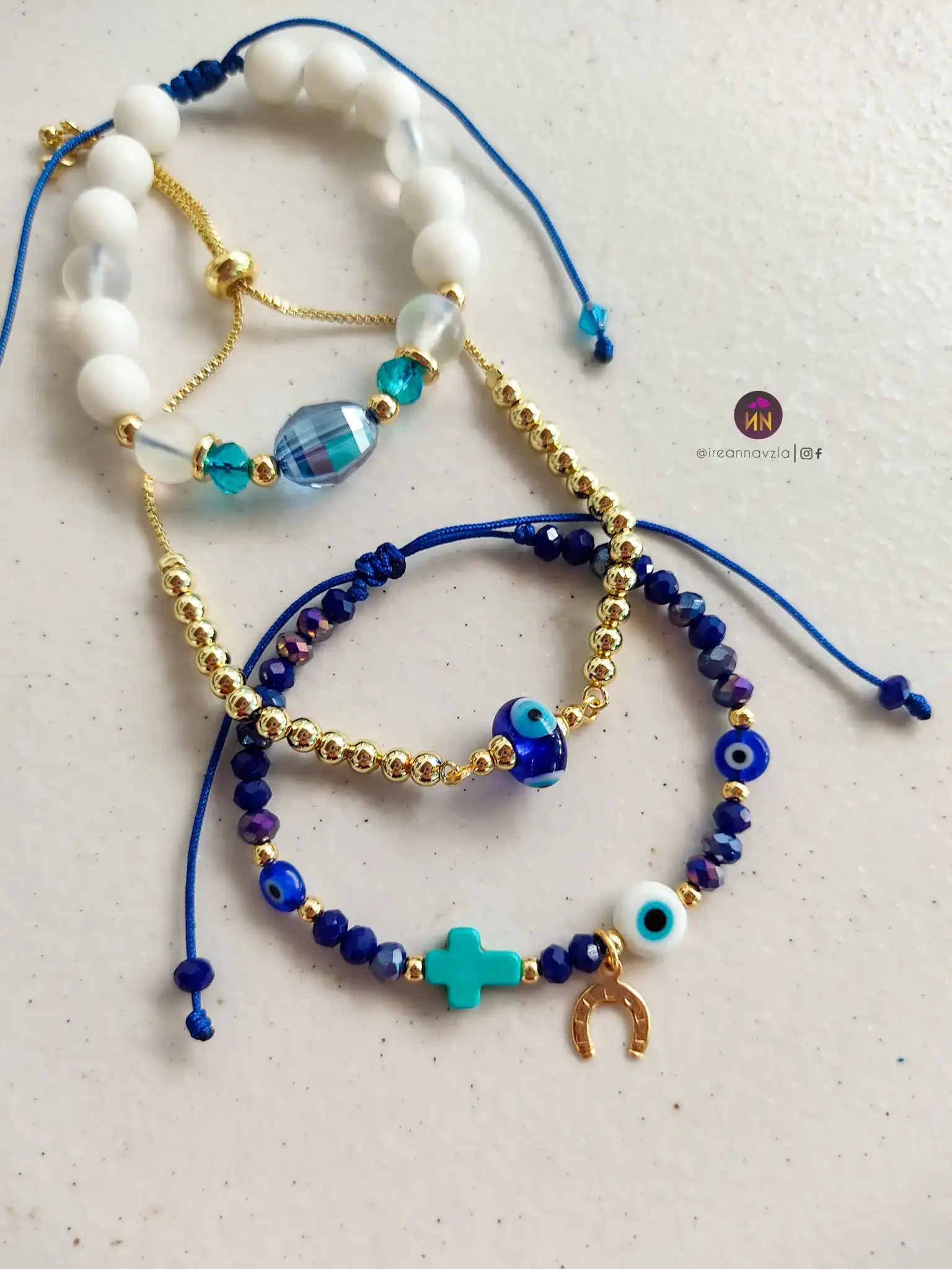 Set pulseras gold ojo turco 