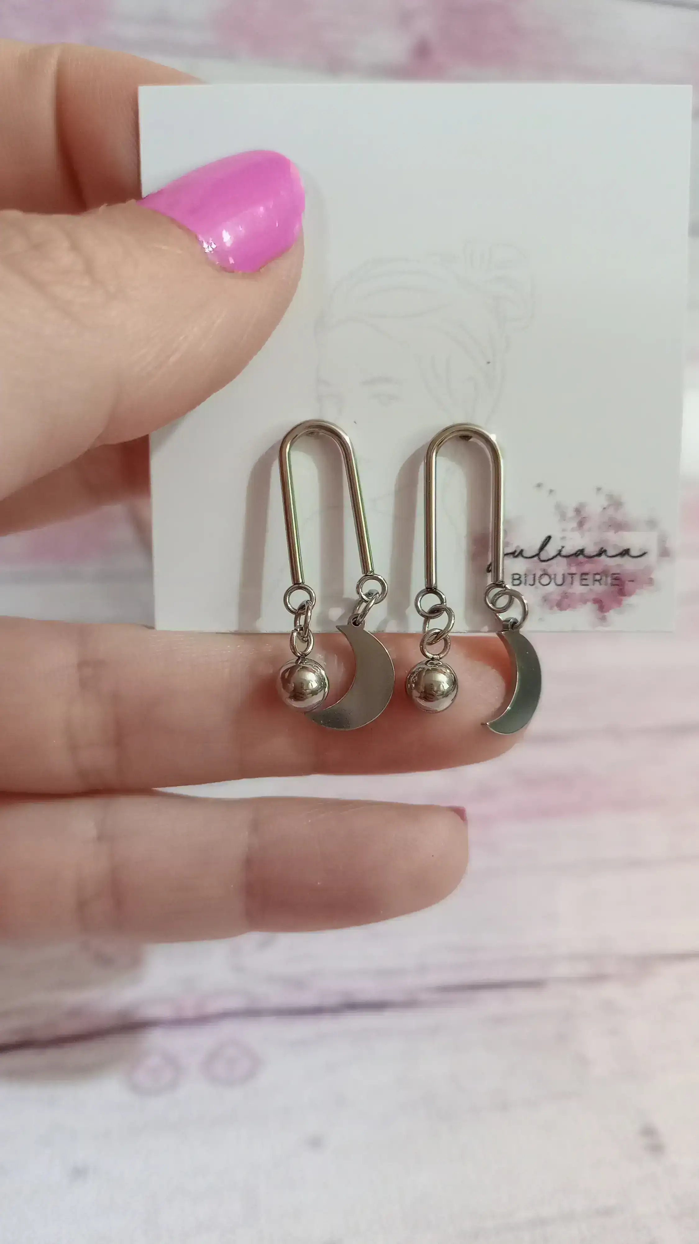 Aros pasantes Luna y bolita💝💝💝 2