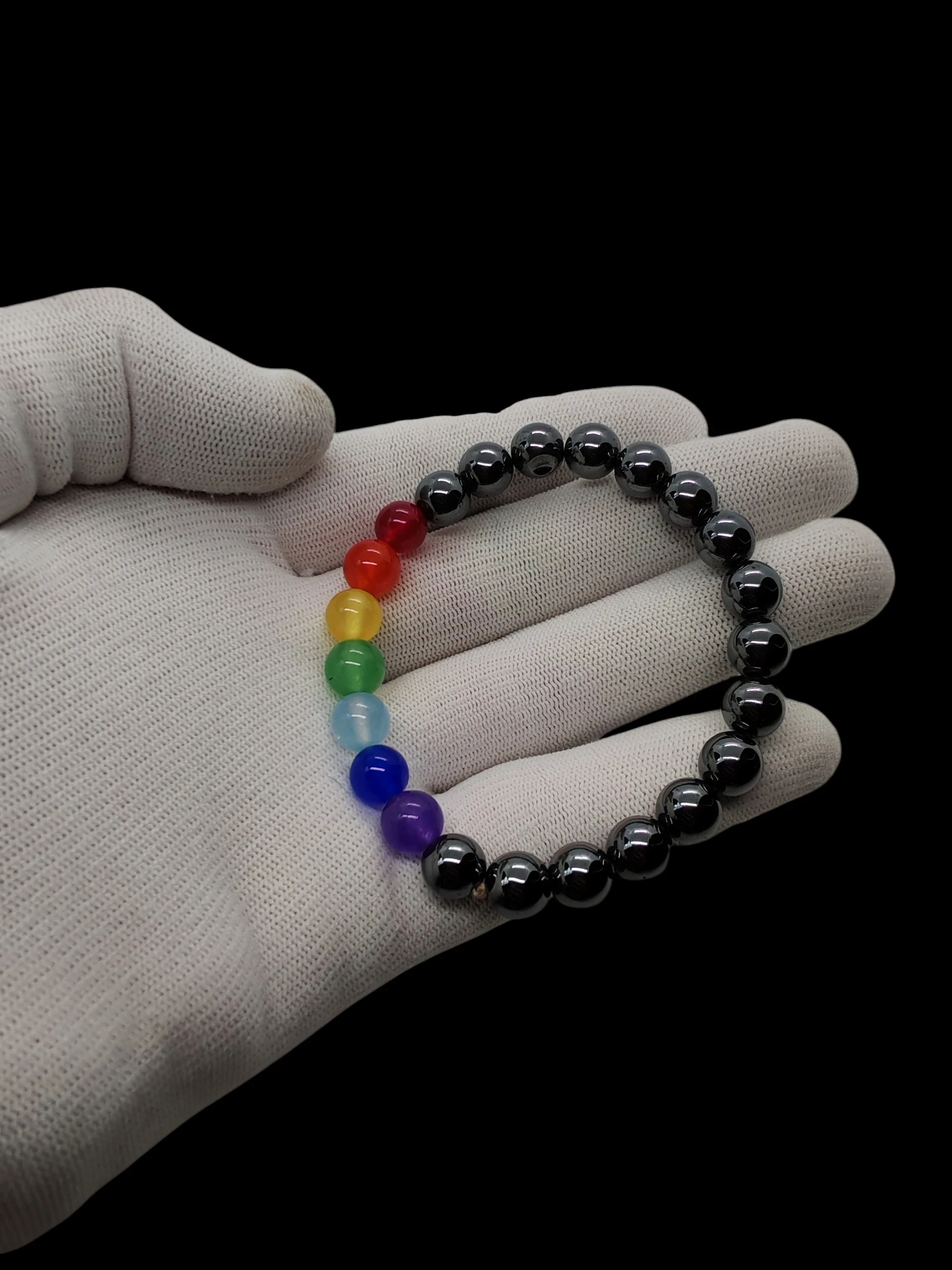 Pulsera elástica 7 chakras piedras naturales redondas 8mm