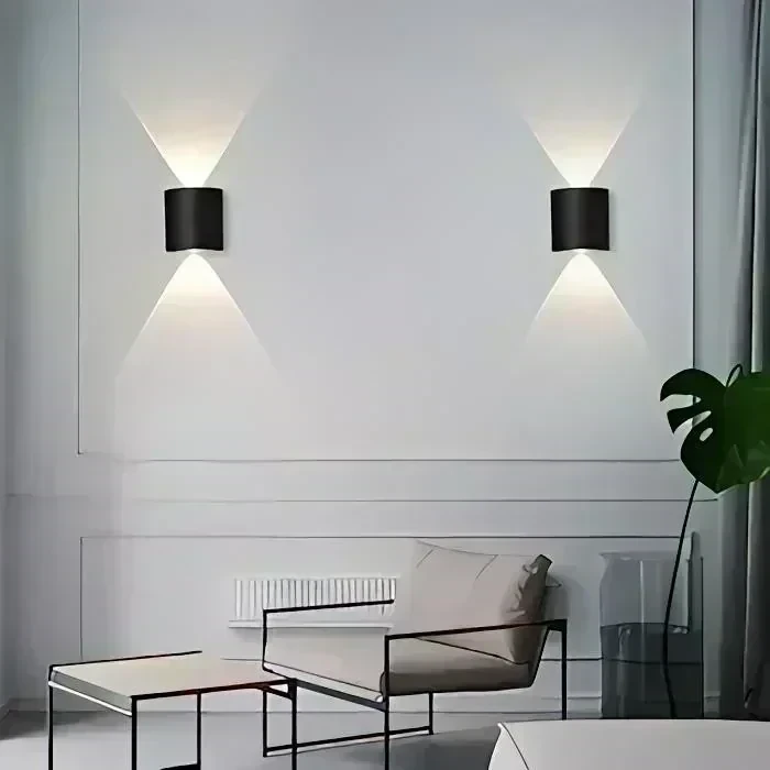 APLIQUE PARED LED DECO NEGRO PC IP65 2X2W 3000K 3