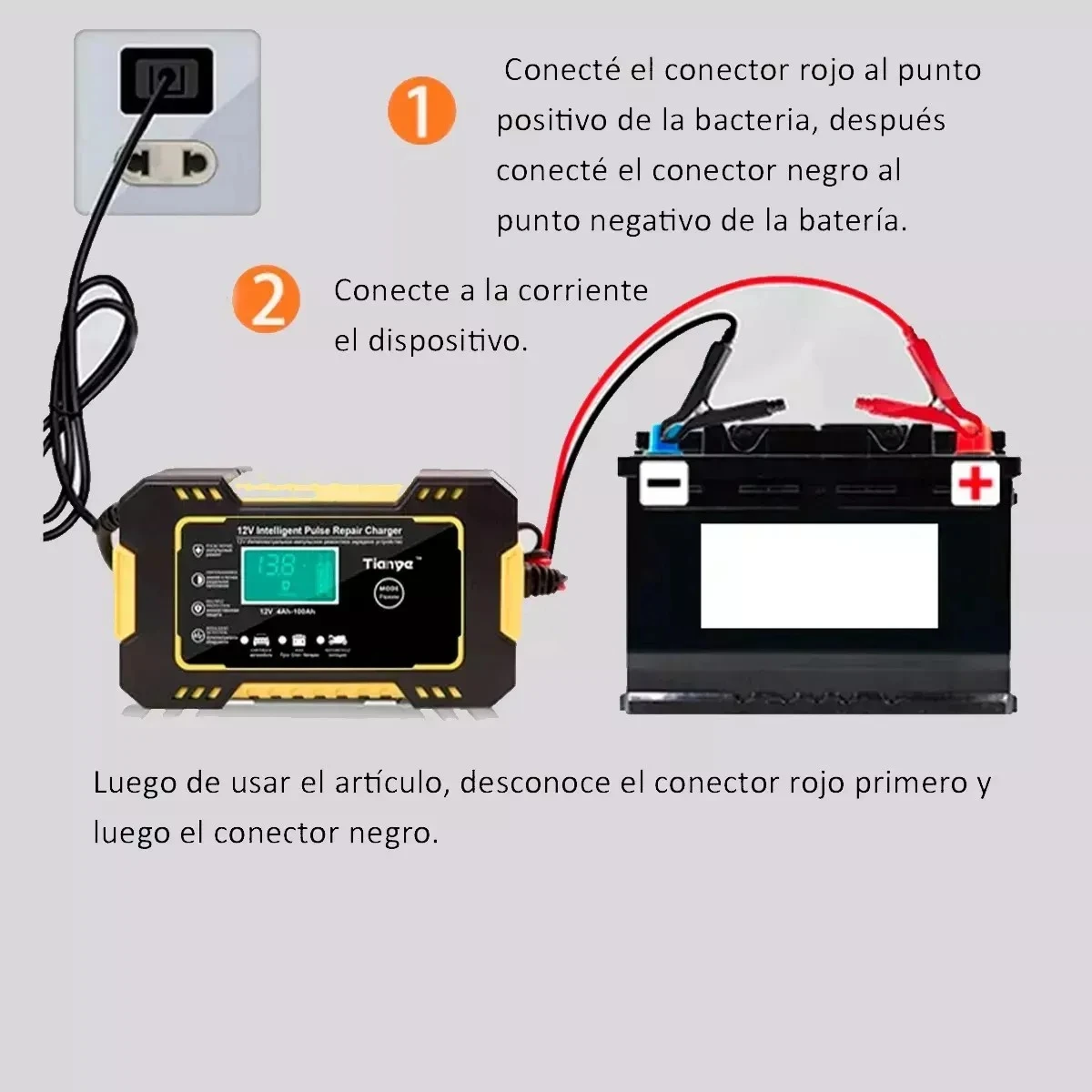 Cargador Inteligente De Baterías Auto Carro Moto 12v Carga 2