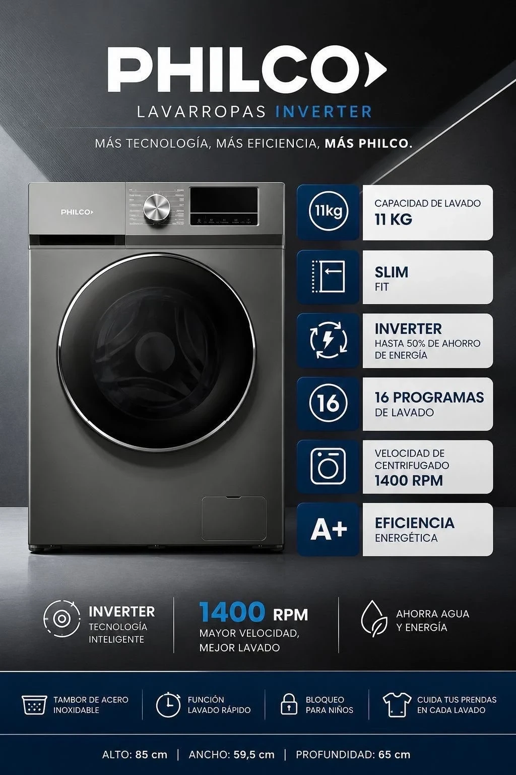 LAVARROPAS TCL 11kg SILVER P111FL