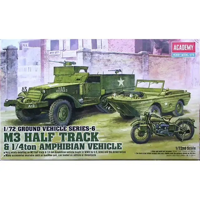 1/72 Academy M3 HALF TRACK & 1/4ton AMPHIBIAN VEHICLE