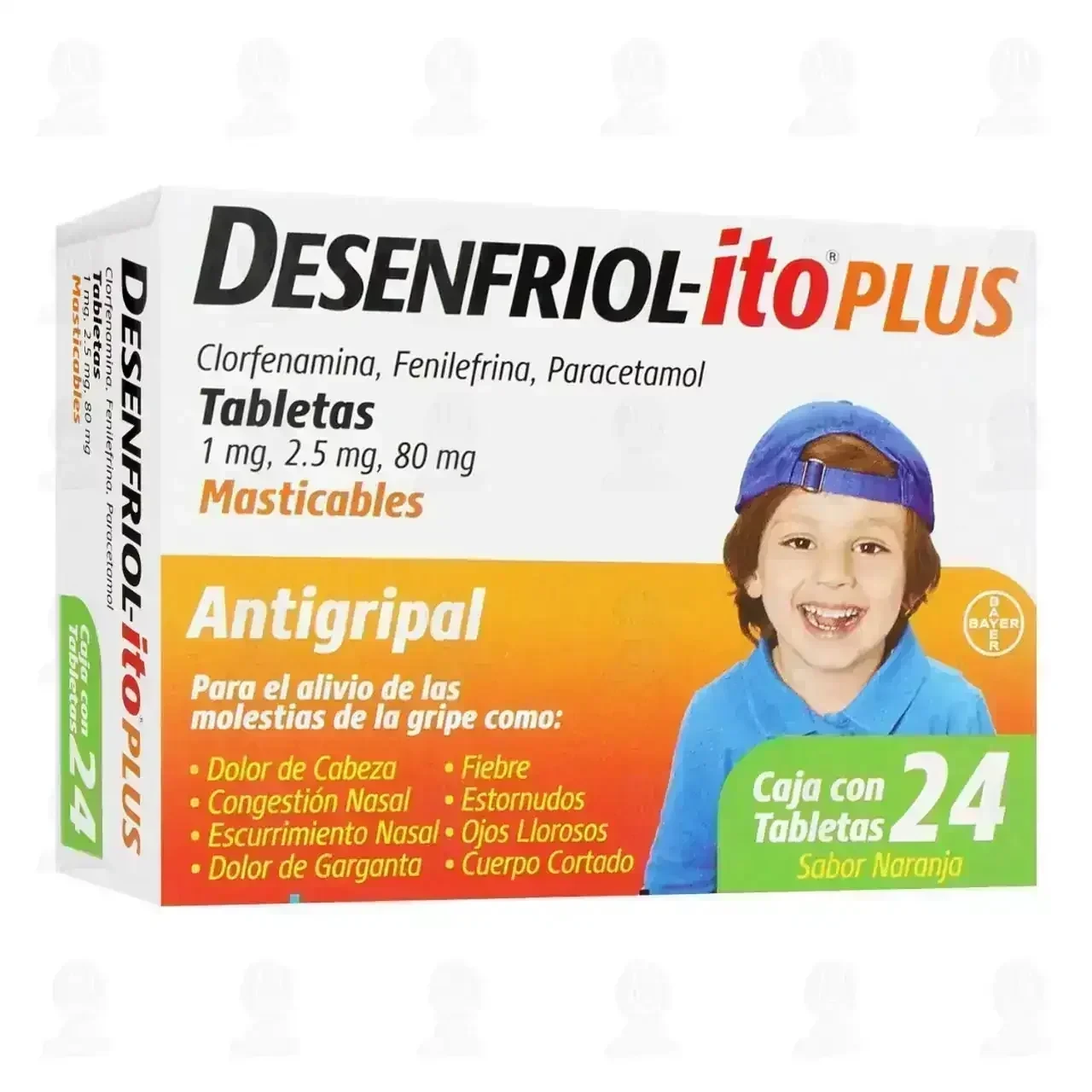 Desenfriol-ito Plus Antigripal para Niños Contra Síntomas del Resfriado y la Gripa, 24 Tabletas Masticables.