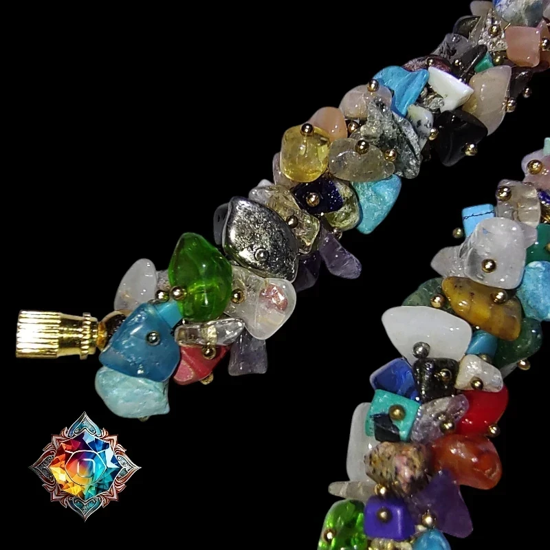 Esplendido collar de piedras semipreciosas mixtas 3
