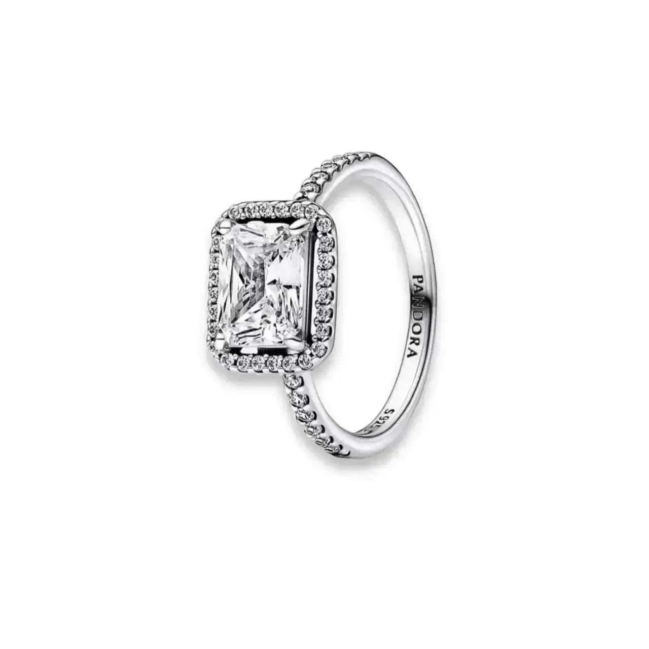 Anillo Halo Rectangular Brillante + Caja de Regalo  2