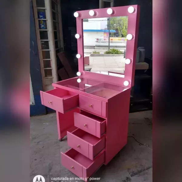 Tocador Hollywood Vanity G1 Repisa de Cristal 3