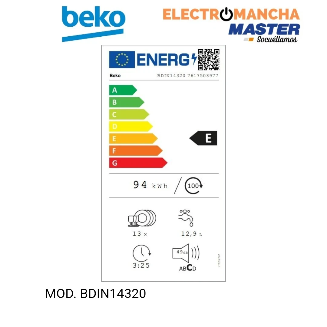 LAVAVAJILLAS INTEGRACION BEKO BDIN14320 13 CUB. E 3
