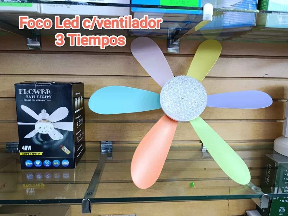 FOCO VENTILADOR CON 6 ASPAS + CONTROL REMOTO