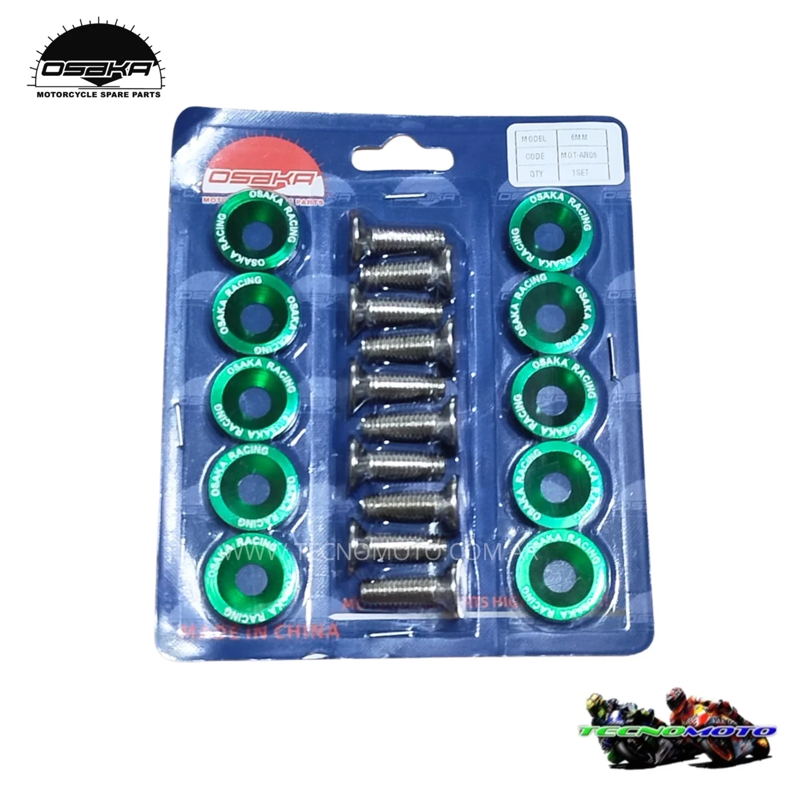 ARANDELA ALUMINIO 6MM SET VERDE -50650