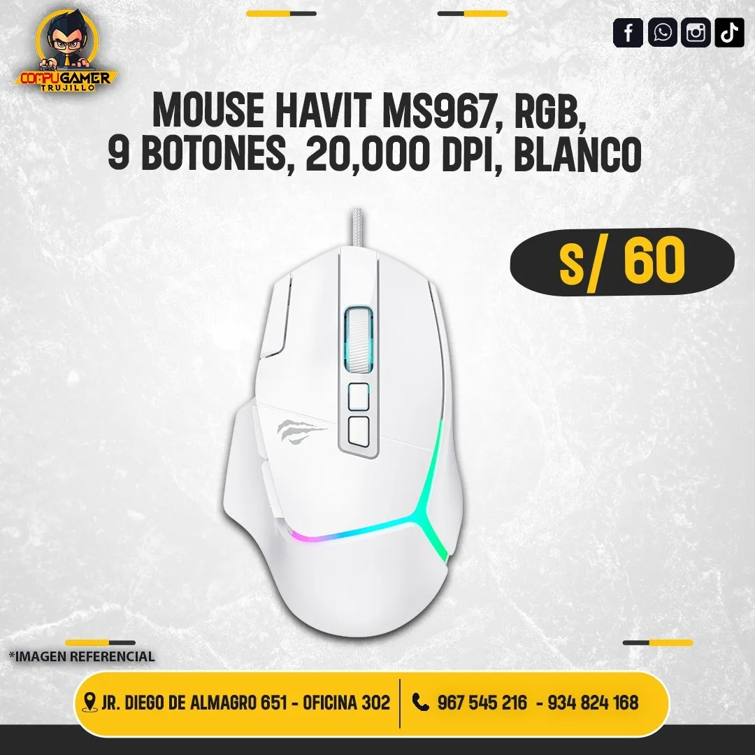 MOUSE HAVIT MS967 WHITE