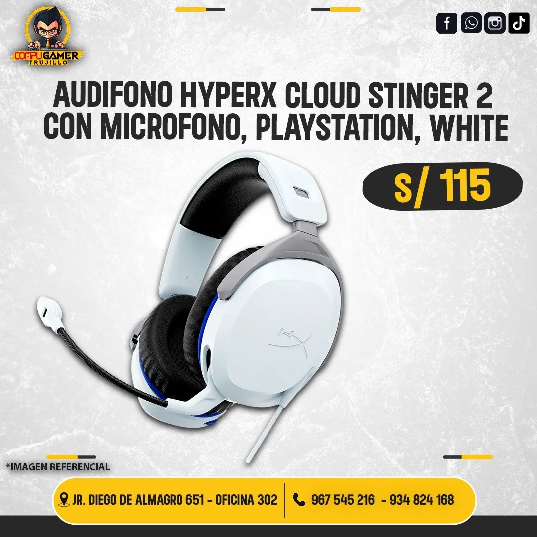 AUDÍFONO HYPERX CLOUD STINGER 2, PLAYSTATION WHITE
