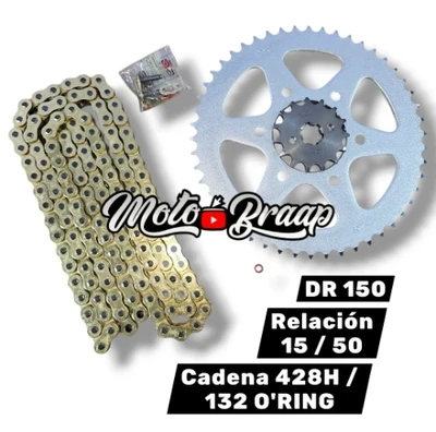 DR 150 KIT DE ARRASTRE O'RING / MTZ - RKJRelación 15 / 50 Cadena 428H O'Ring 132 DR 150