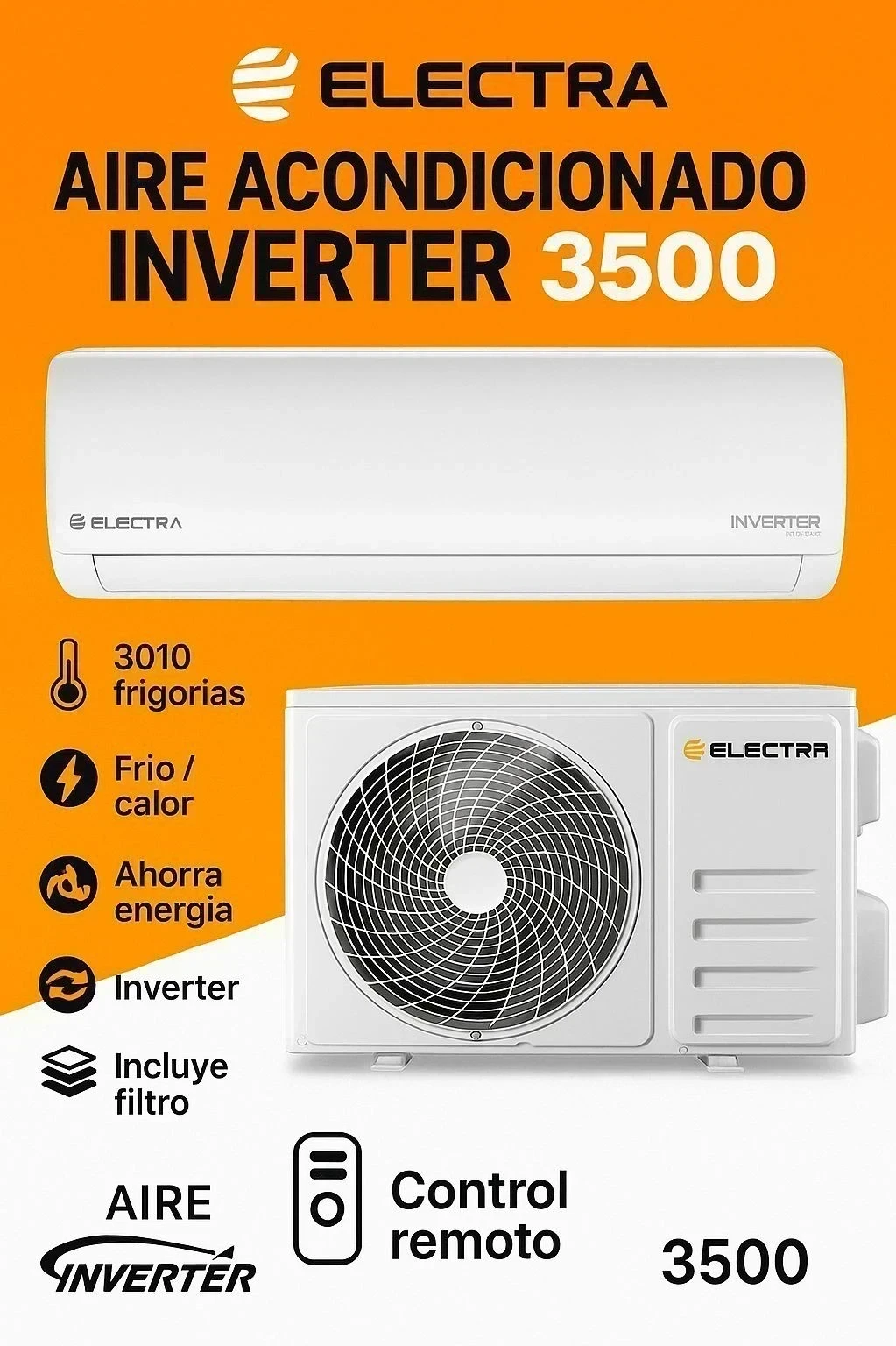 AIRE ACONDICIONADO ELECTRA 3500W INVERTER 