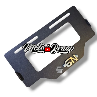 GN 125 Porta placa acero negro logo 3d cromado ML