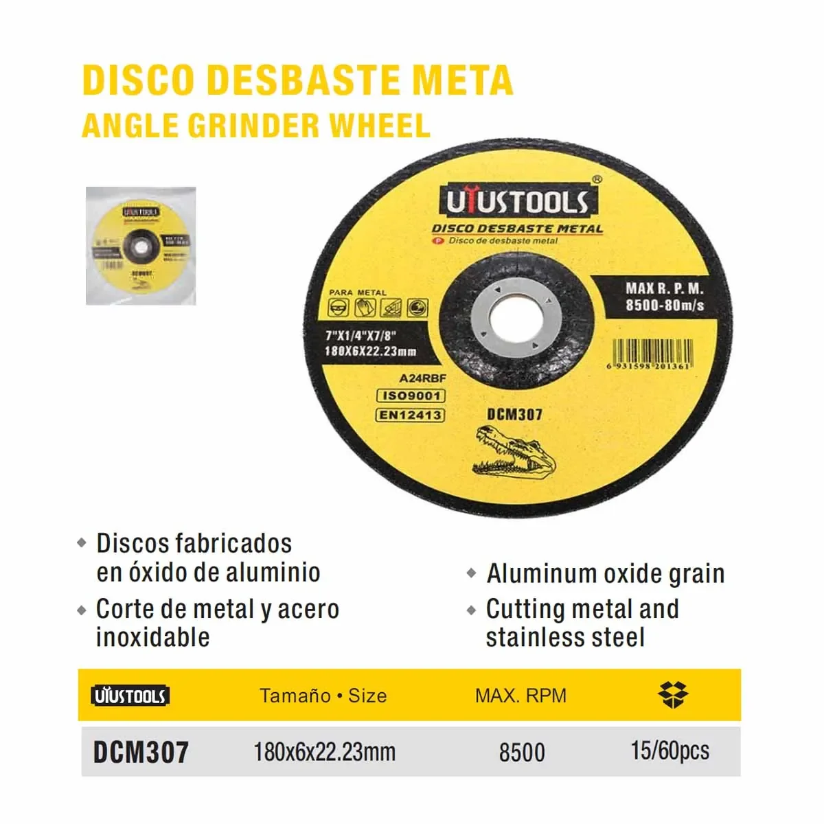 DISCO DE DESBASTE UYUST 7 1/2"-180