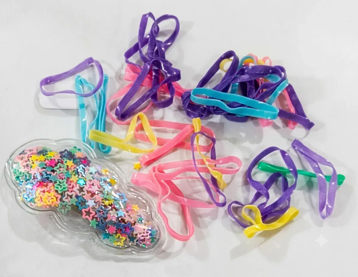 Gomitas elasticas para pelo y hebilla con confetti 2