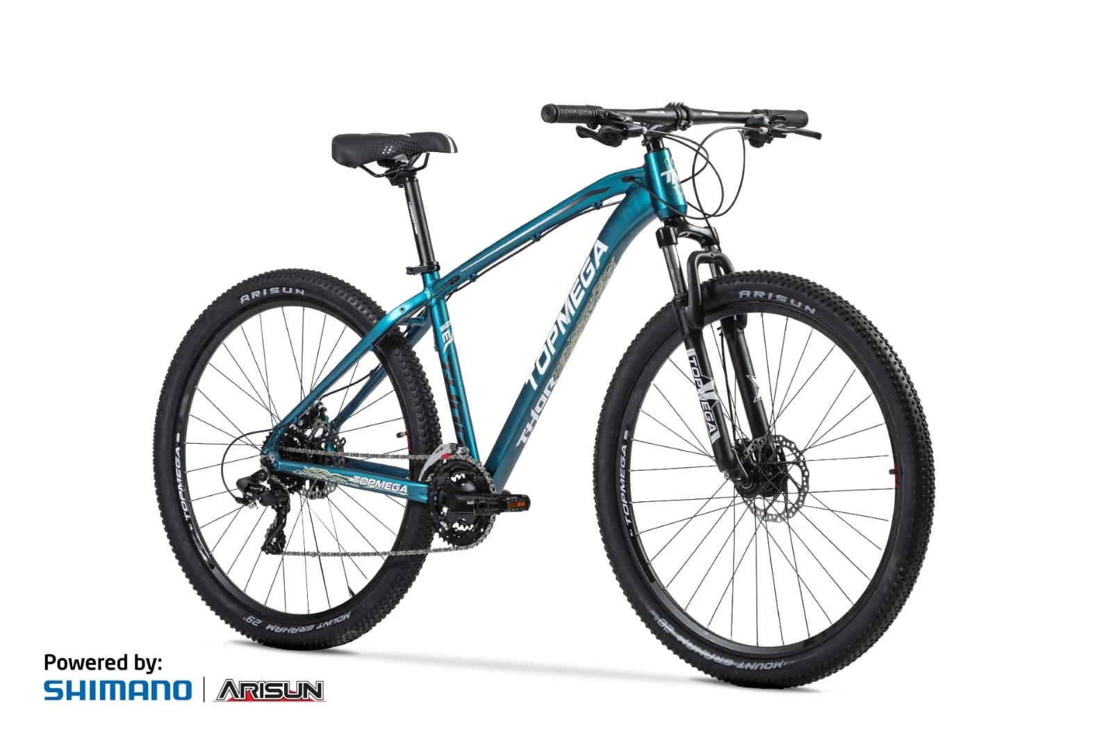 BICICLETA MOUNTAIN BIKE TOPMEGA 24 VELOCIDADES VERDE/BLANCO