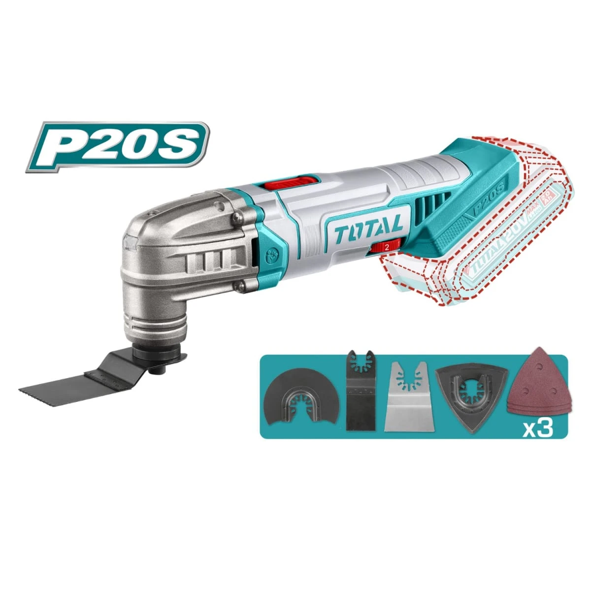 Taladro percutor 66nm + llave de impacto + pistola de calor + herramienta multifunción total 4