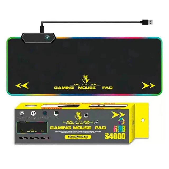 Mouse Pad Gamer LED RGB AOAS S4000 con Cable USB | Electrónica Joma